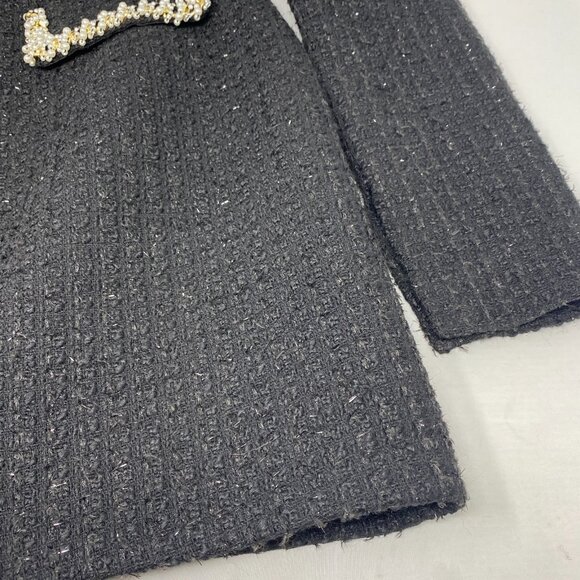 Nadine Merabi Natalie Black Tweed Dress Medium NWT $545 - Picture 9 of 12